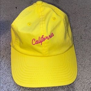 Bright yellow snapback hat